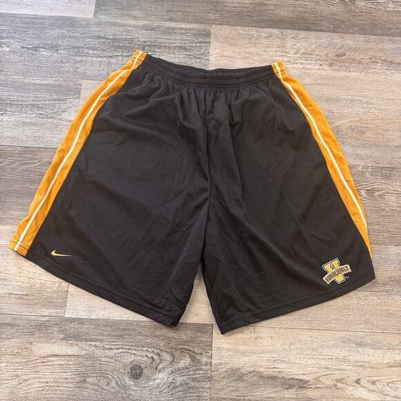 Vintage Nike Vanderbilt Commodores Black Yellow Men XL Mini Swoosh Gym Shorts - Picture 1 of 8